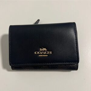 Coach Black Leather Tri-Fold Wallet